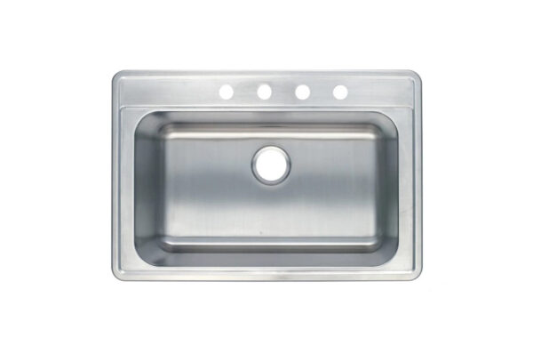 SM560-820-Single 9" 18 Gauge (18G) Deep/20 Gauge 4 holes Drop-In Single Bowl Stainless Steel Sink