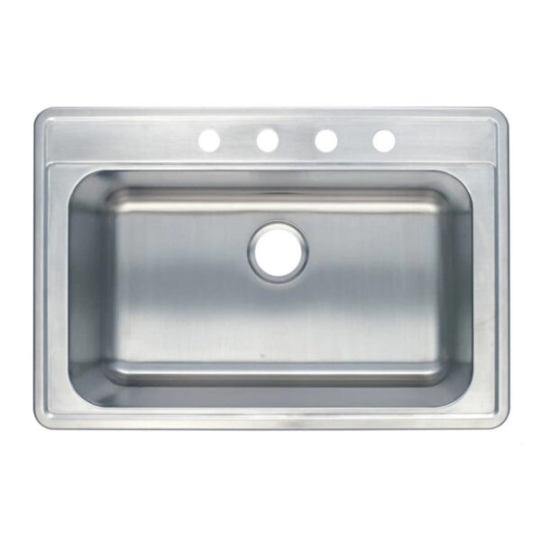 SM560-820-Single 9" 18 Gauge (18G) Deep/20 Gauge 4 holes Drop-In Single Bowl Stainless Steel Sink