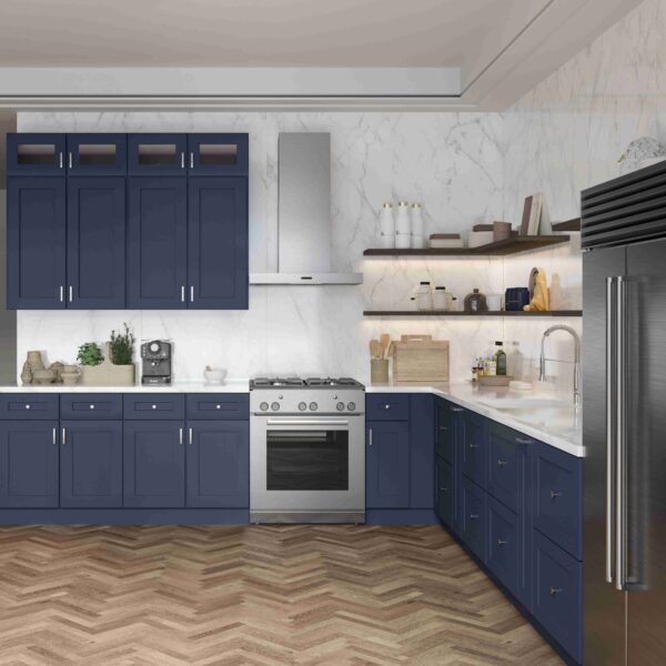 blue kitchen cabinet